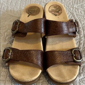 Dansko Brown Embossed Sandals with Buckles